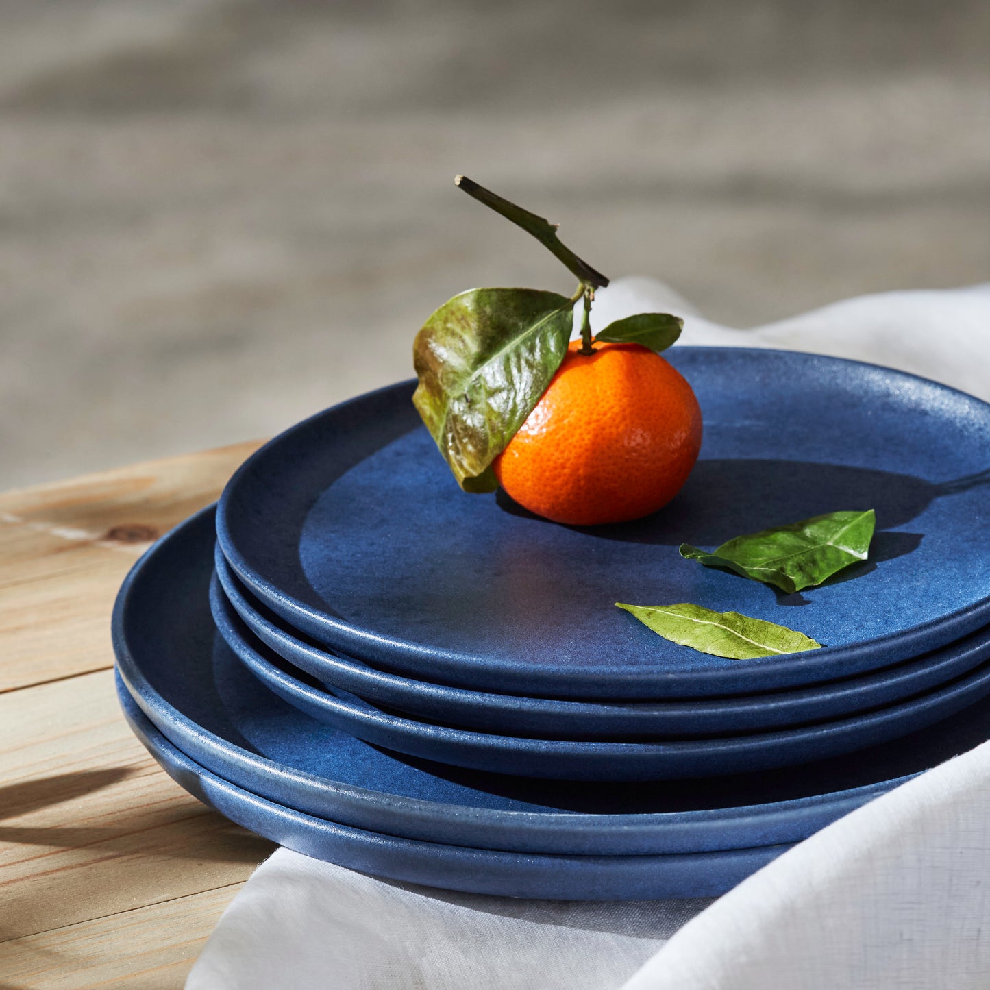 Macchio Stoneware Dinnerware Set - Blue Matte - Crafted in Portugal - Scratch-Resistant