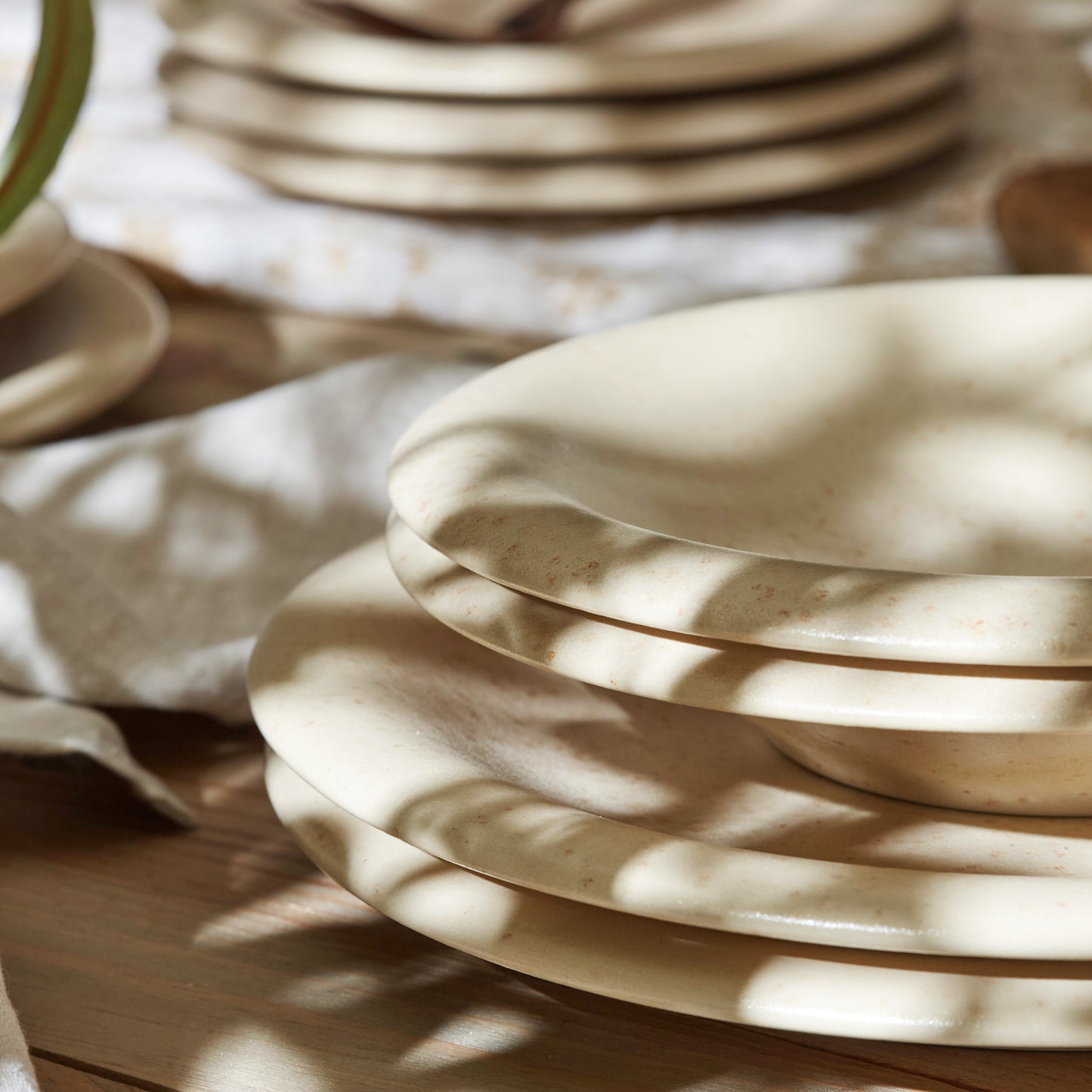 Aro Stoneware Dinnerware Set - Cream Matte - Crafted in Portugal - Scratch Resistant