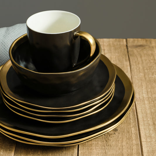 Florian Porcelain Dinnerware Set - Black
