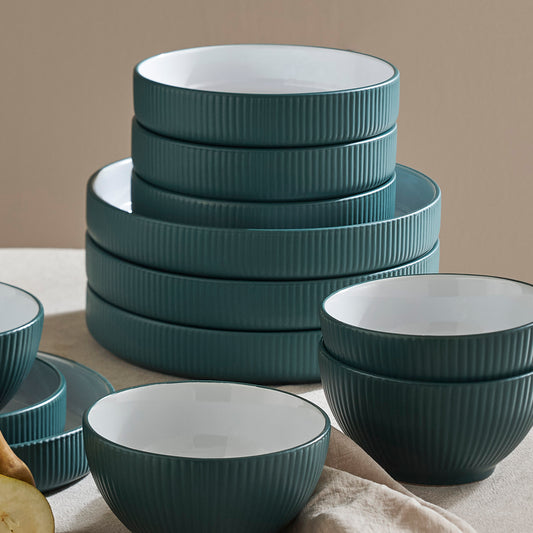 Larosso Stoneware Dinnerware Set - Green/White