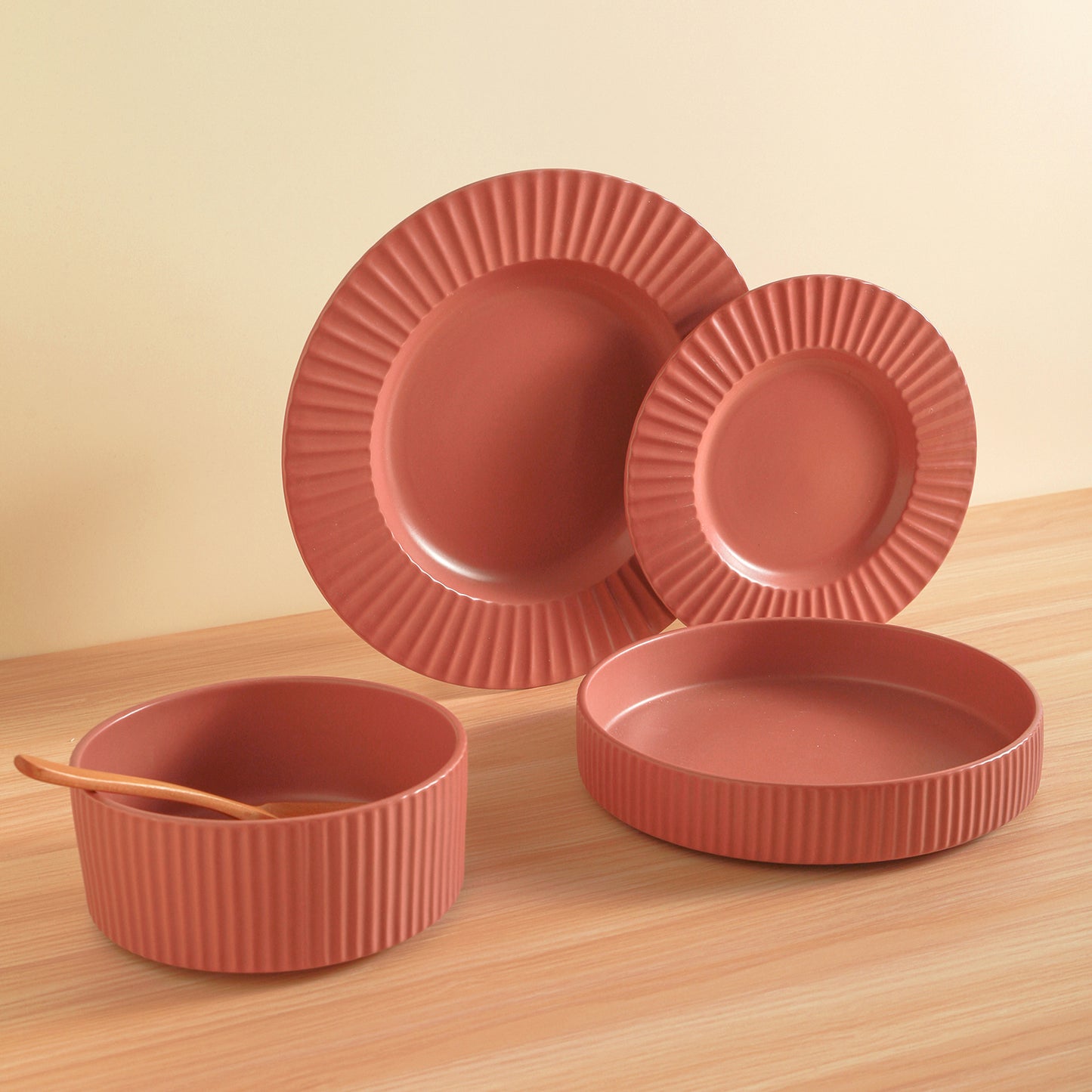 Lusso Stoneware Dinnerware Set - Redwood