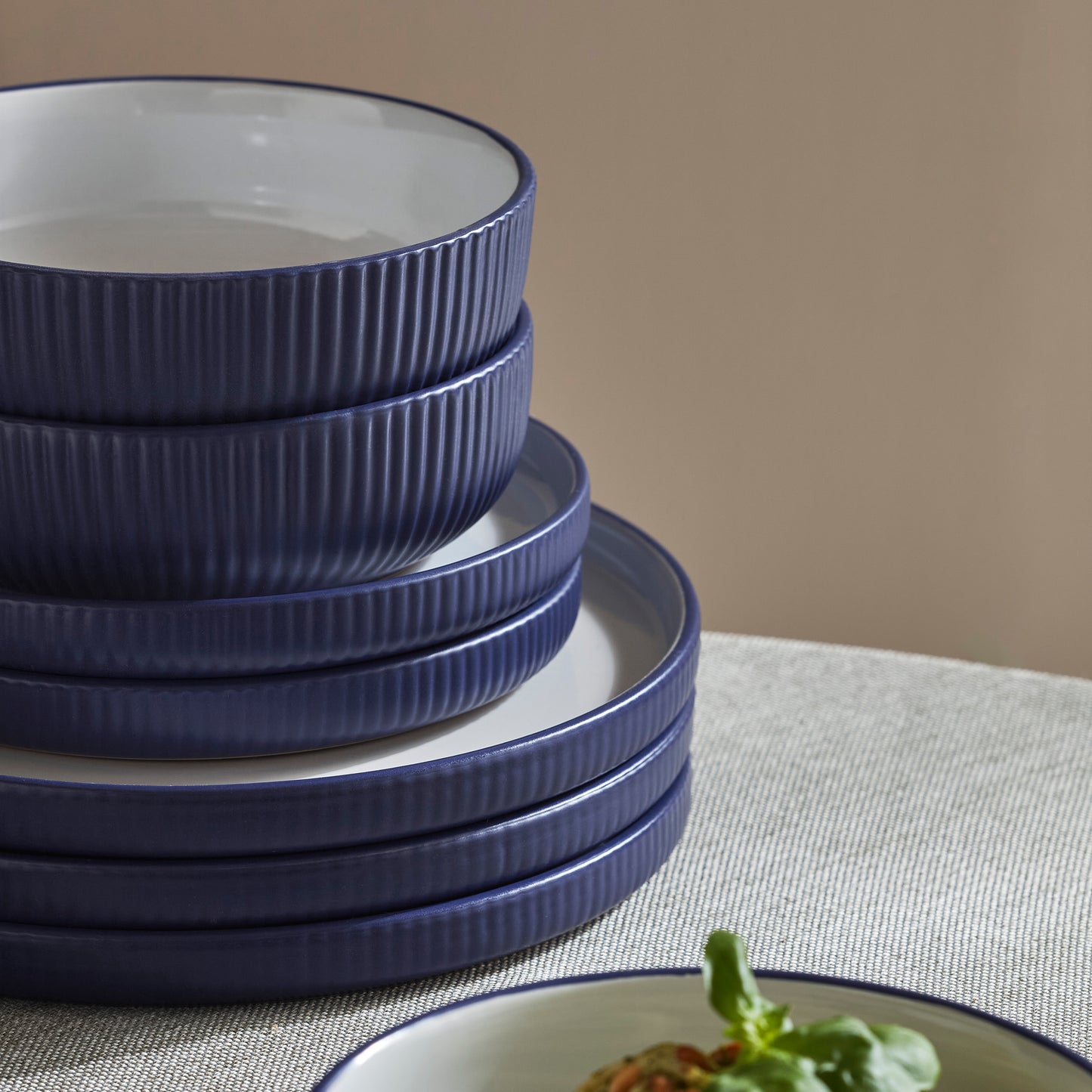 Laro Stoneware Dinnerware Set - Dark Blue