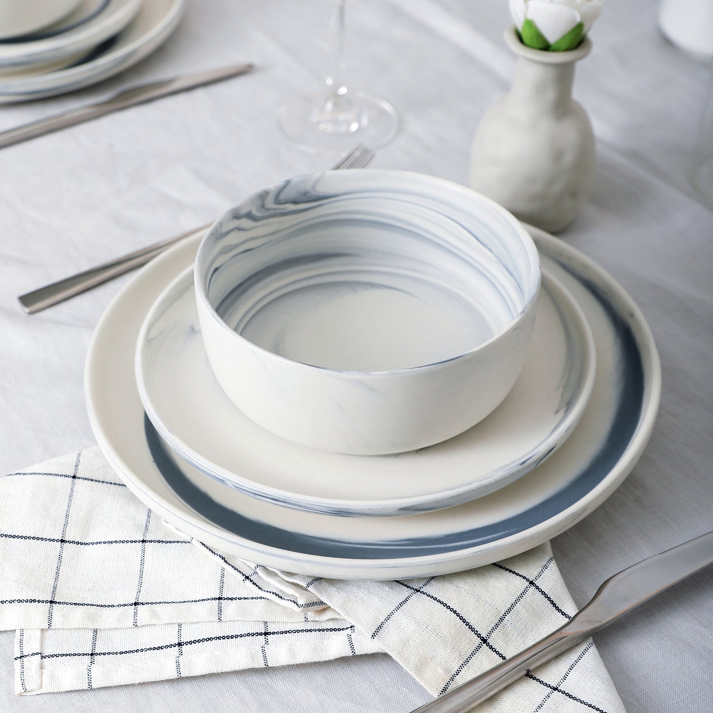 Brighton Porcelain Dinnerware Set - Gray