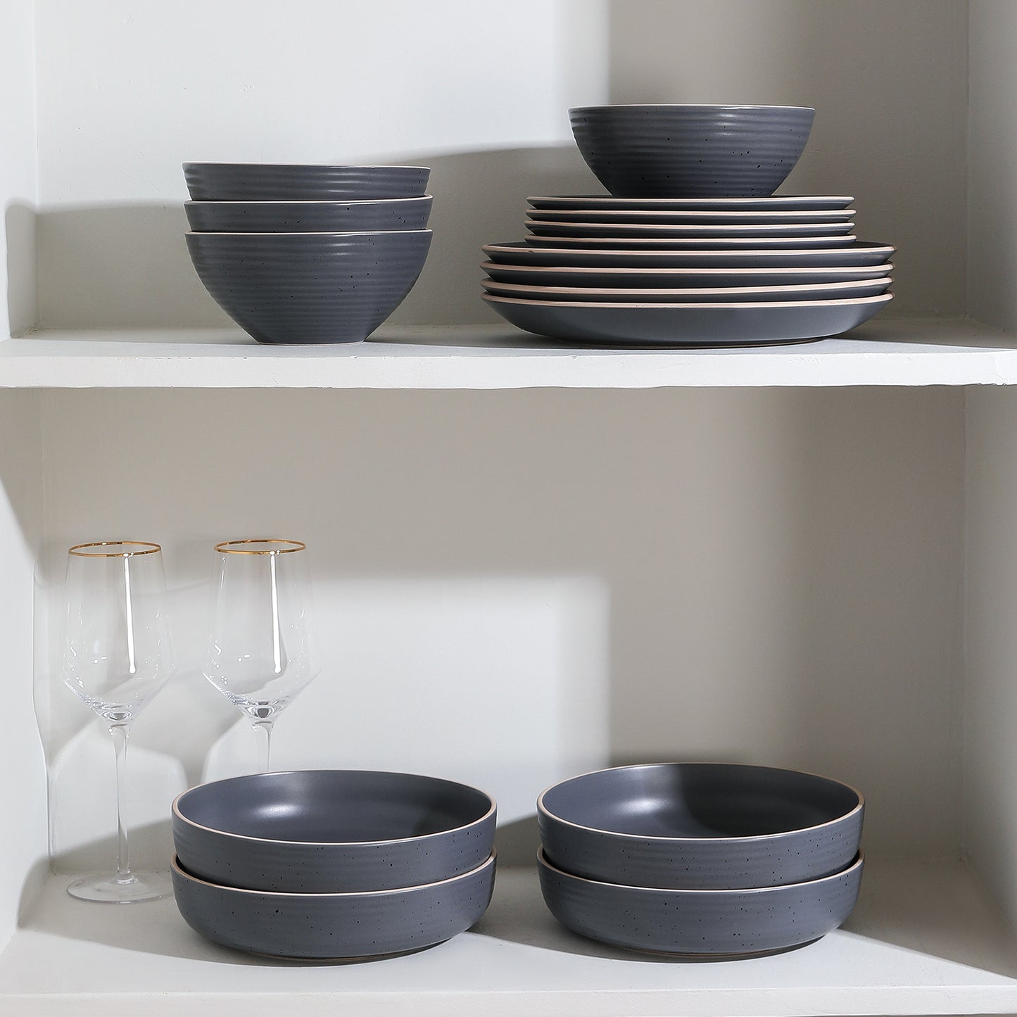 Lauren Stoneware Dinnerware Set - Charcoal