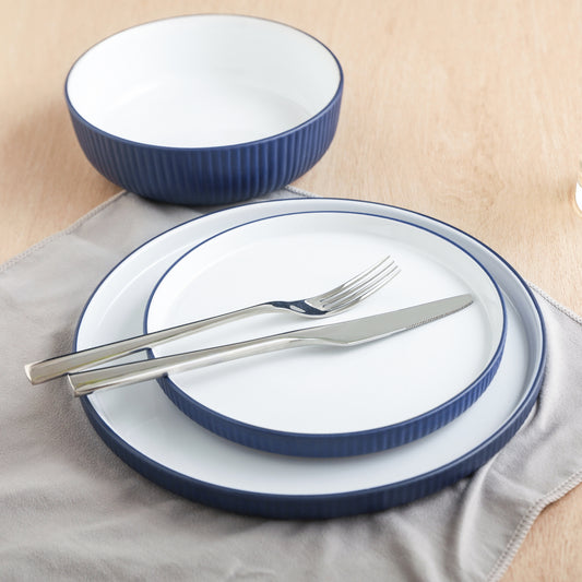 Laro Stoneware Dinnerware Set - Dark Blue