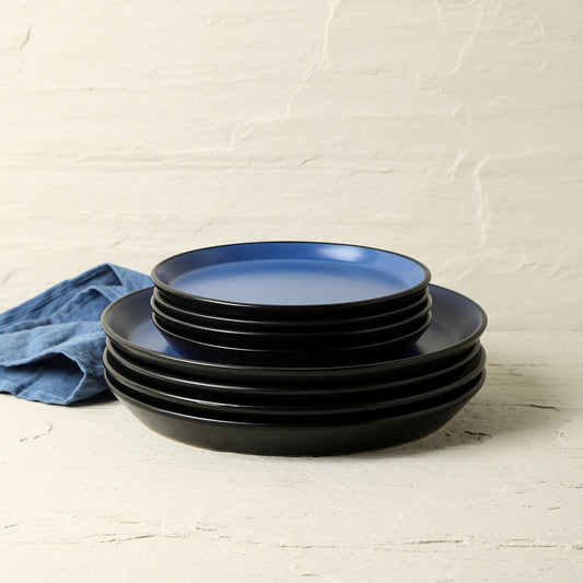 Albie Stoneware Dinnerware Set - Blue And Black