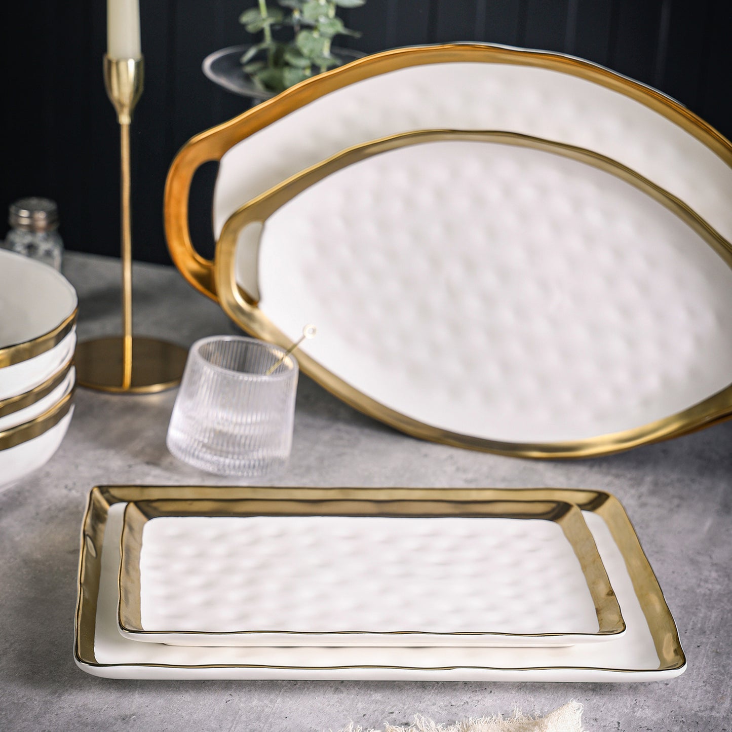 Florian Porcelain Service Plate Set - White