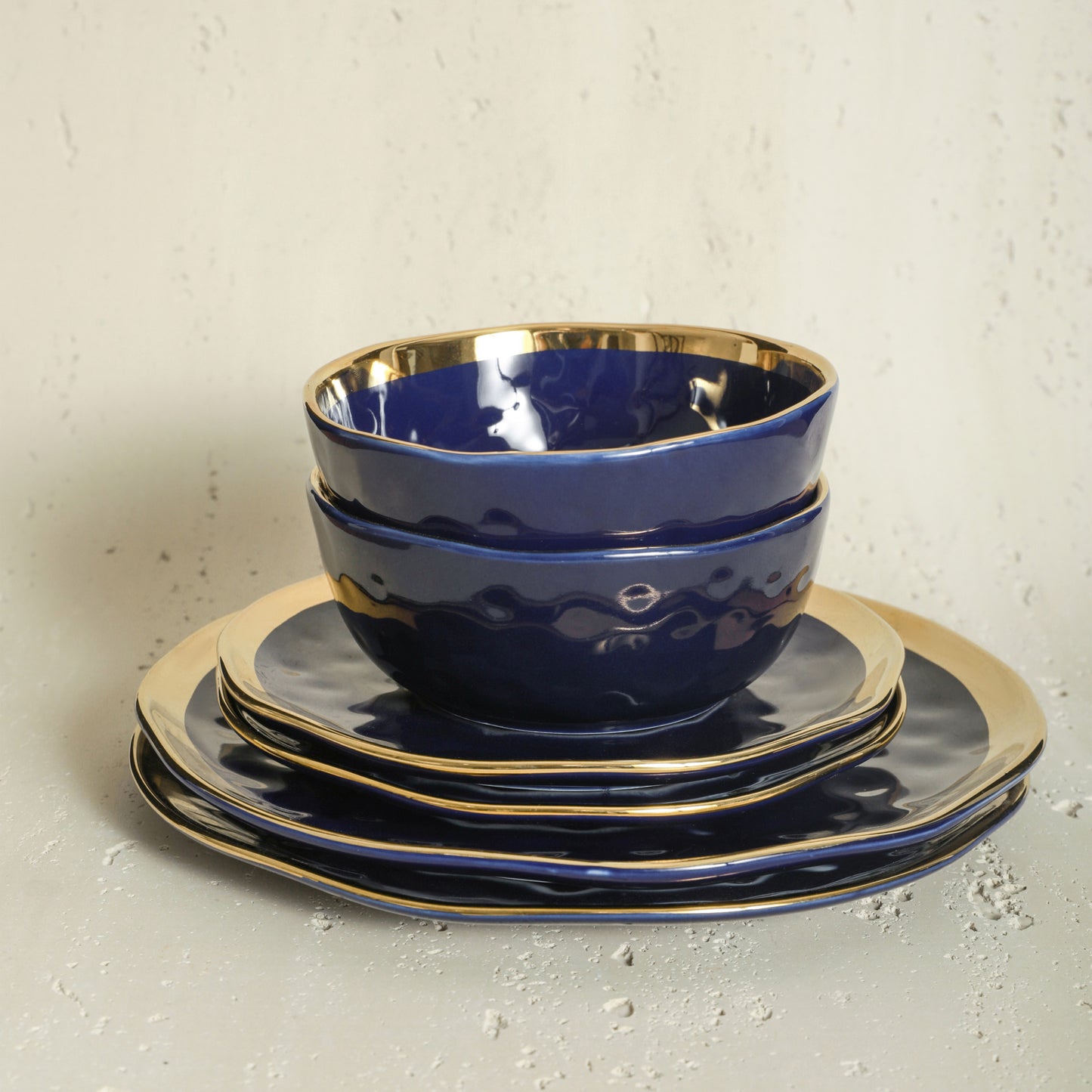 Florian Porcelain Dinnerware Set - Navy Blue