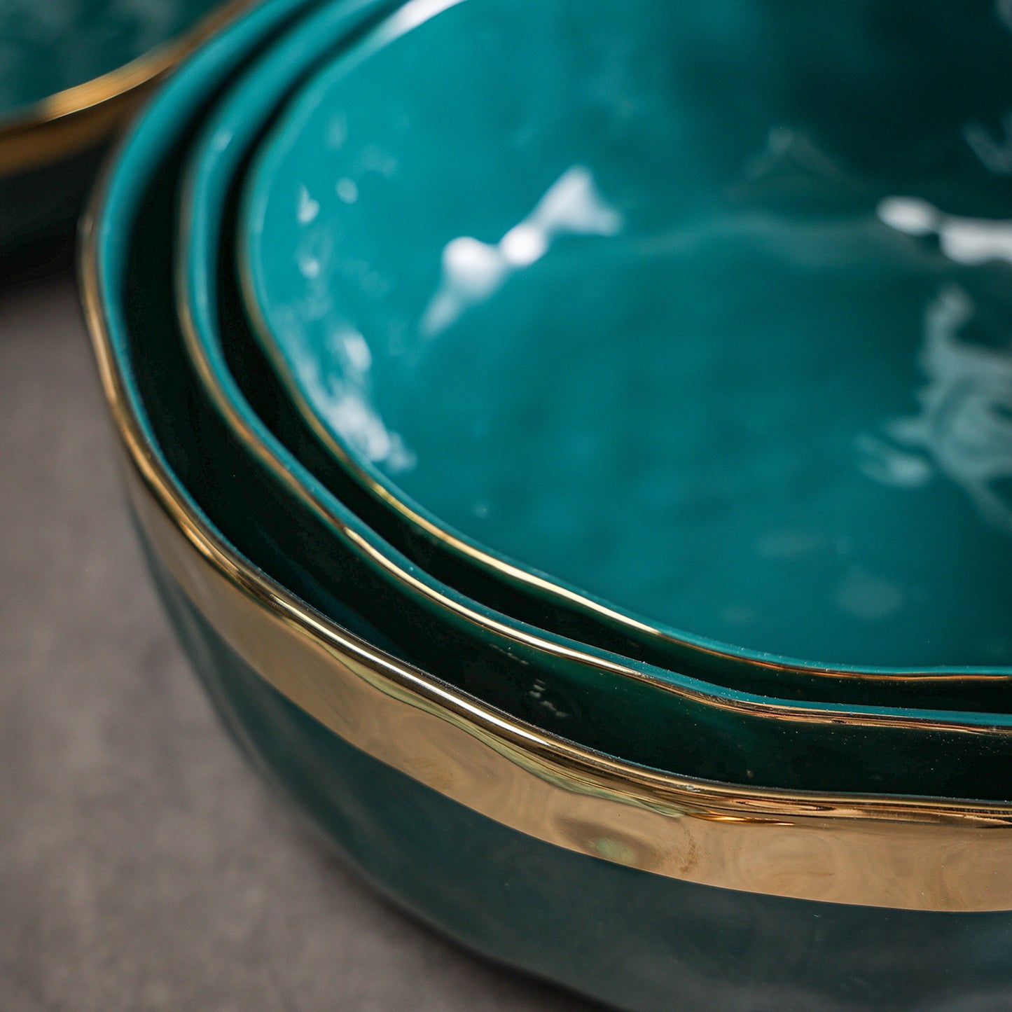 Florian Porcelain Service Bowl Set - Green