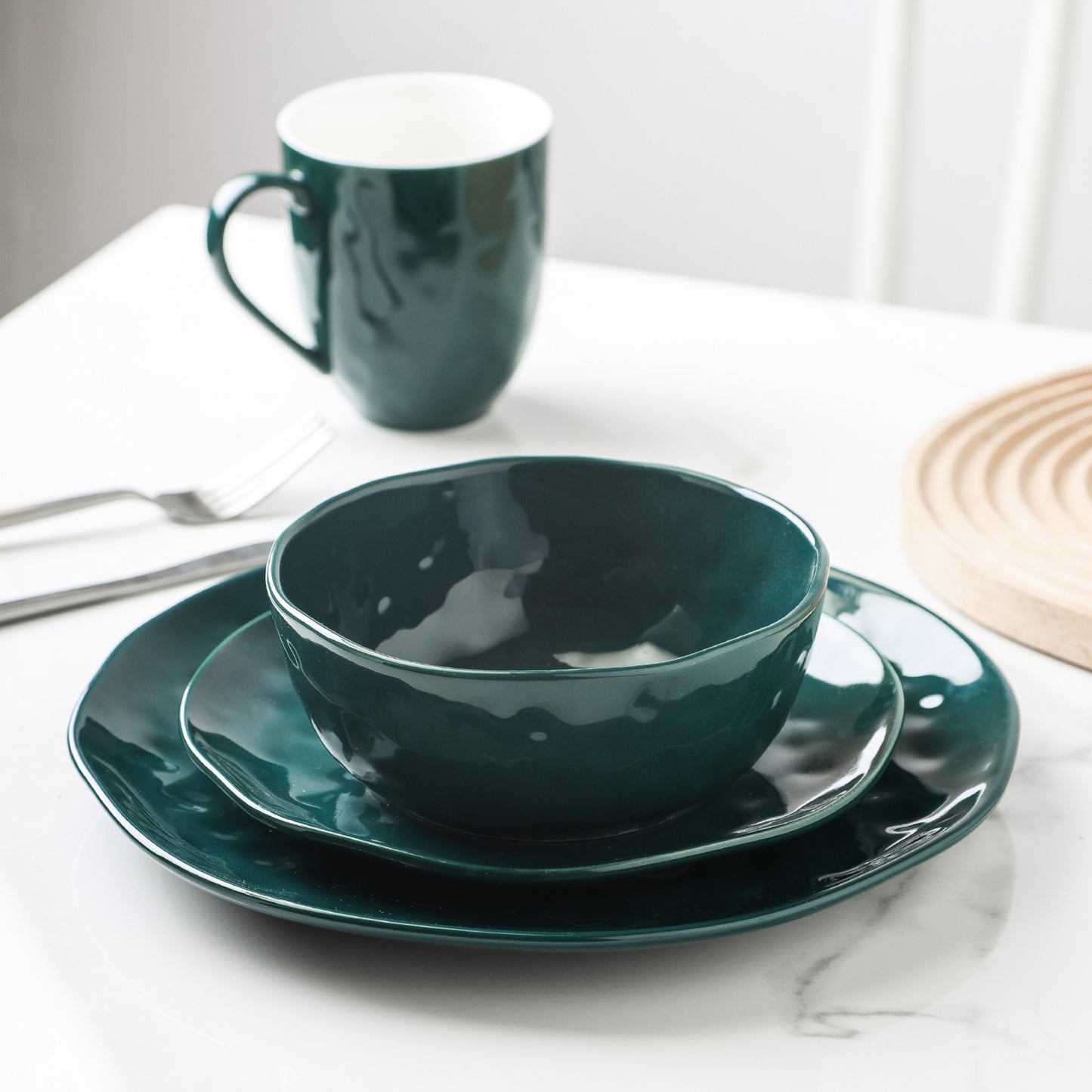 Ivy Porcelain Dinnerware Set - Green