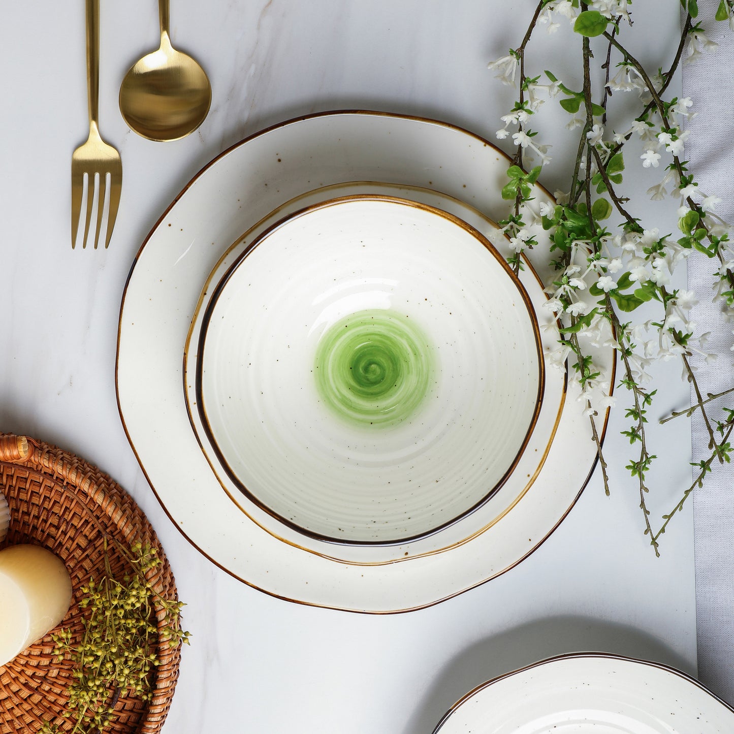 Luma Porcelain Dinnerware Set - Green
