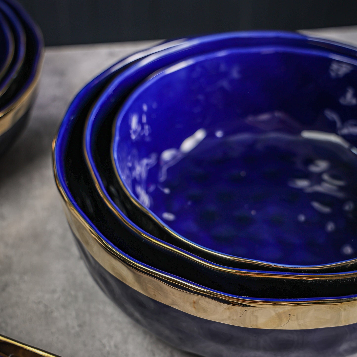 Florian Porcelain Service Bowl Set - Blue