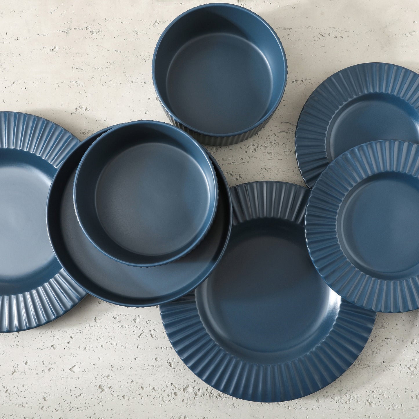 Lusso Stoneware Dinnerware Set - Ash Blue