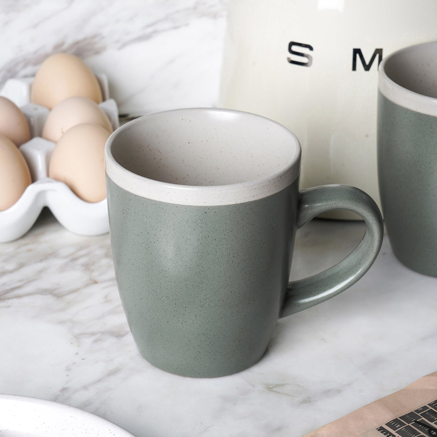 Serenity Stoneware Mug - Green And Cream