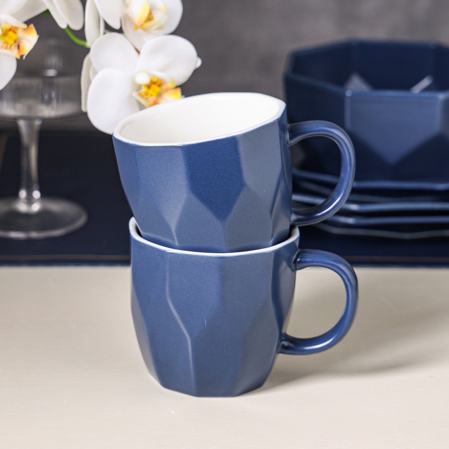 Jamie Porcelain Dinnerware Set - Blue