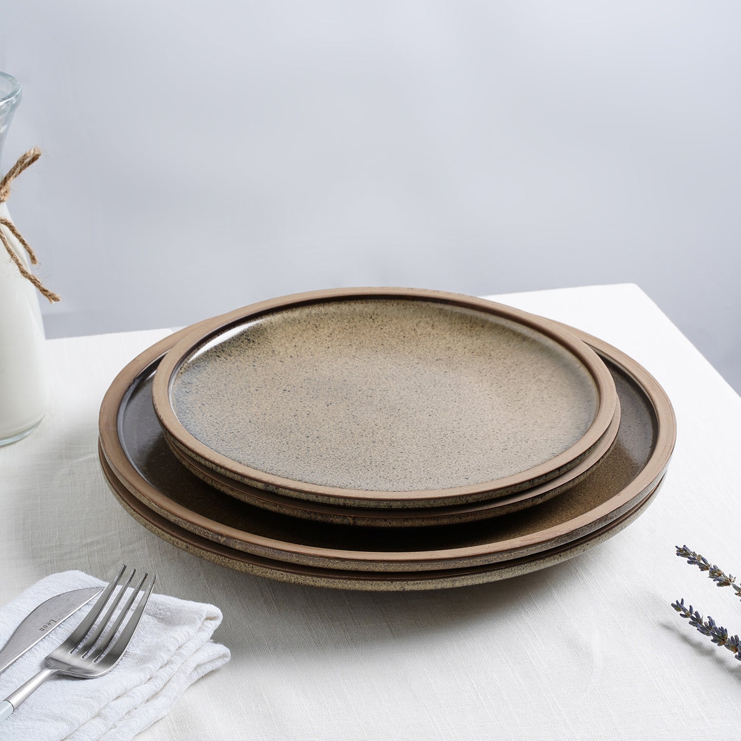 Tina Stoneware Salad Plate - Green And Beige
