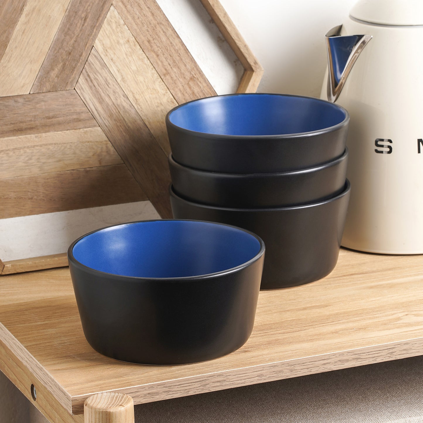 Albie Stoneware Bowl - Blue And Black