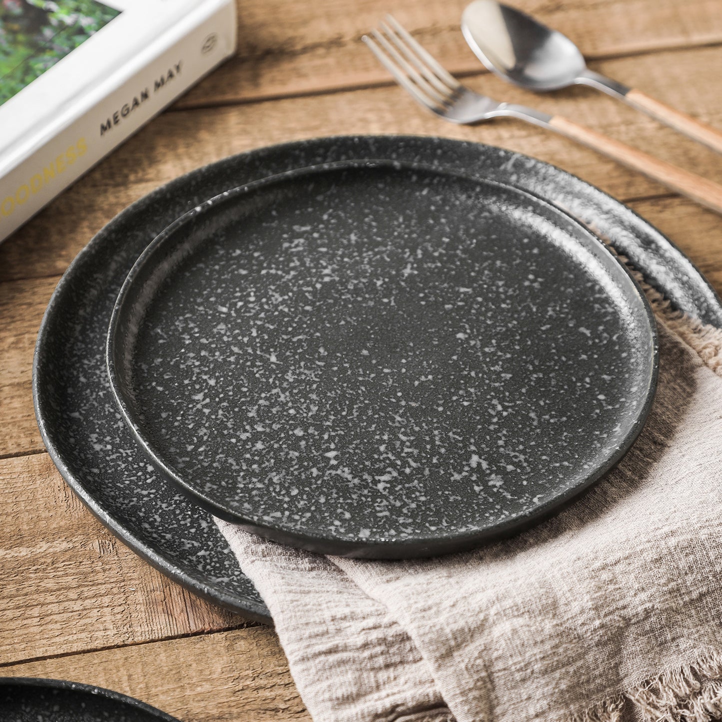 Tom Stoneware Dinner Plate - Black And White Reflection