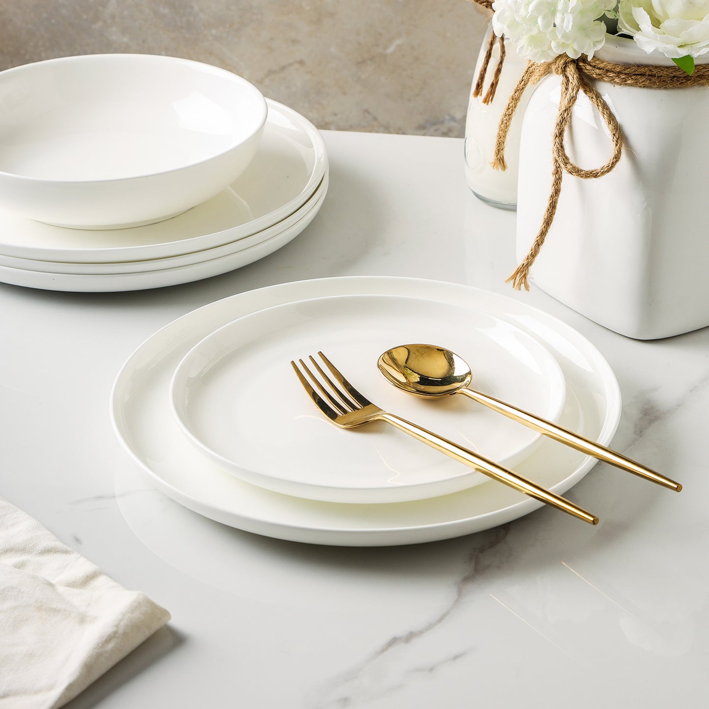 Gabrielle Bone China Dinnerware Set - White