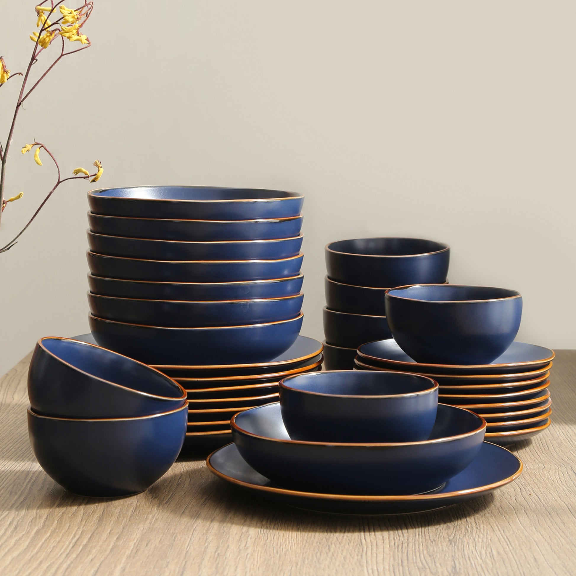 Extra Large Ceramic Bowl Indigo Blue Modern Rustic Stoneware