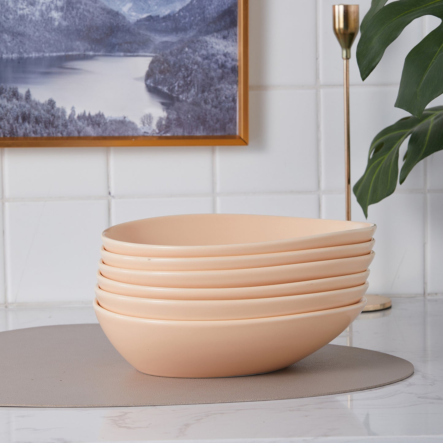Delilah Porcelain Pasta Bowl Set - Set of 6