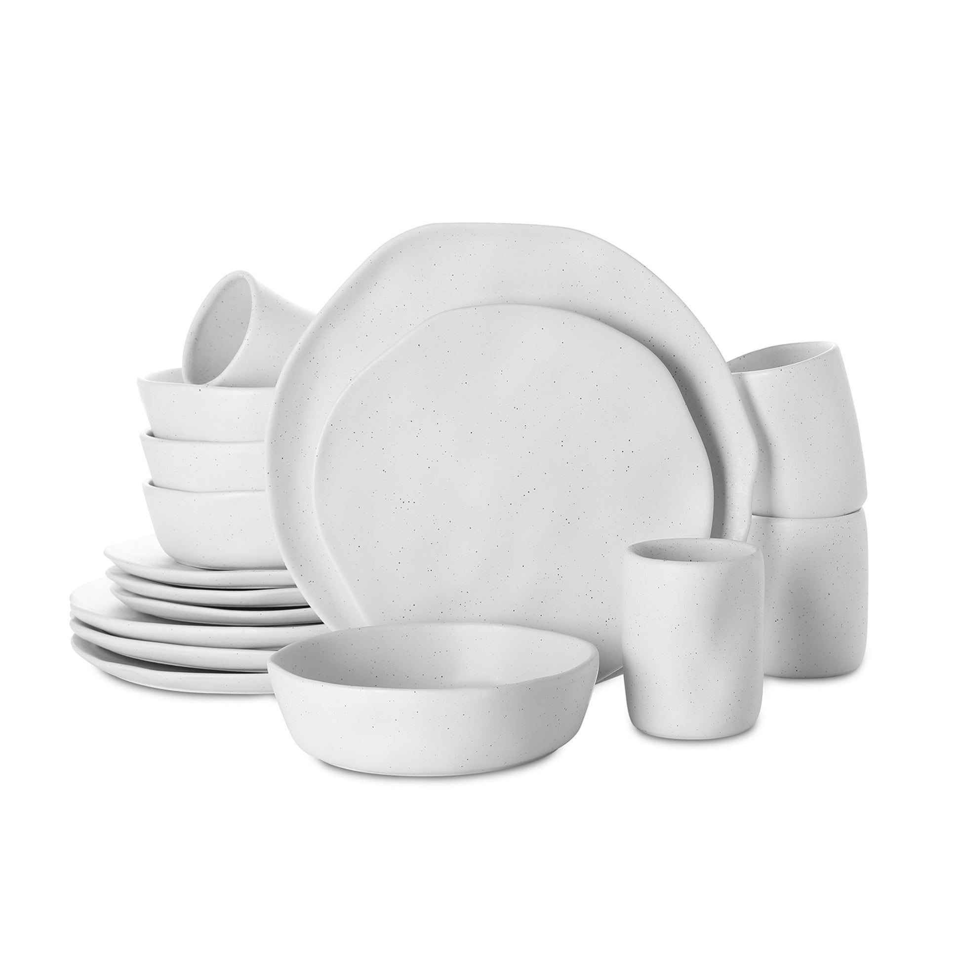 Stone + Lain Hekonda Stoneware White Speckled Dinnerware Set